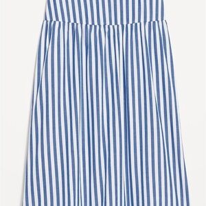 Chambray Blue and White Dropped Waist Midi Skirt